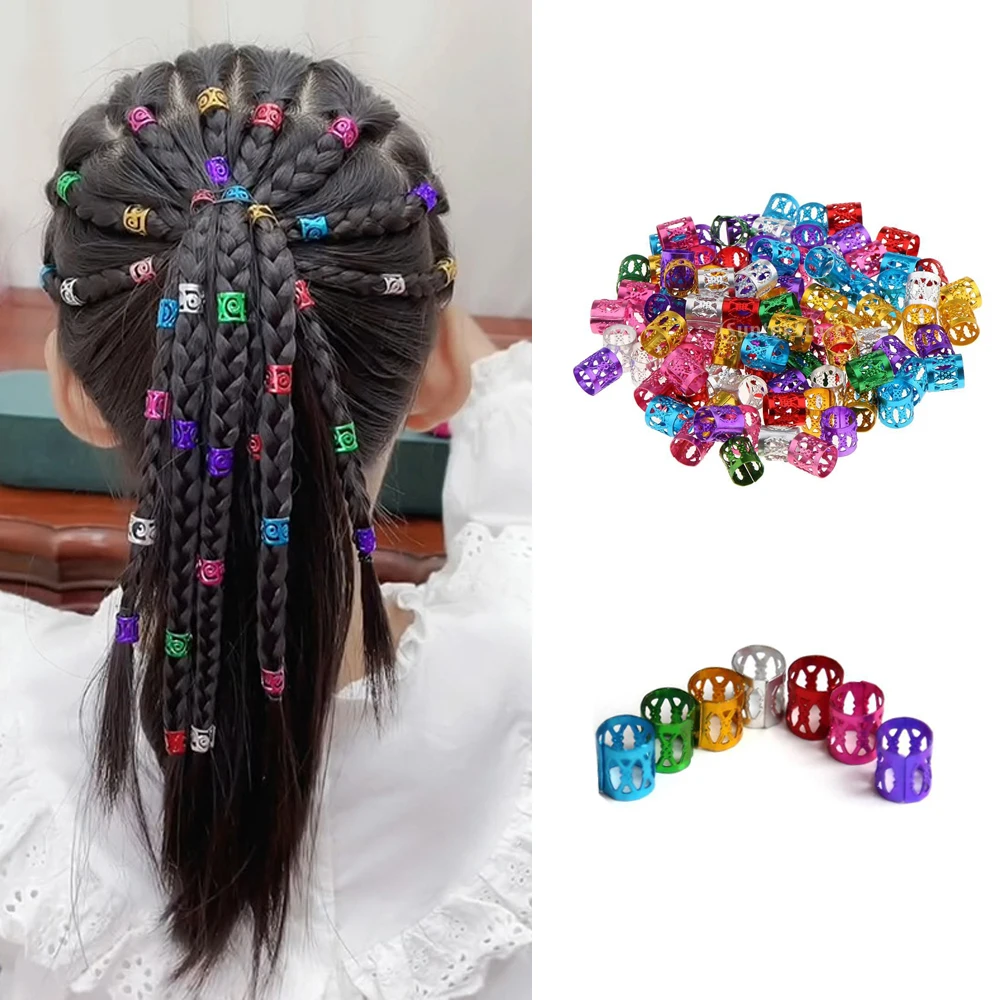 

Golden Silver Dreadlock Aluminum Rings Micro Hair Dread Braids Beads Cuffs Adjustable Hollow for hair Accessories 200pcs/lot