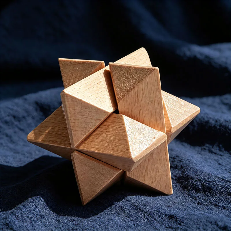Luban Lock Octagonal Shaped Puzzle Wooden Disentanglement Brain Teaser Puzzles IQ Toys For Kids Adults Mind Challenge Gifts