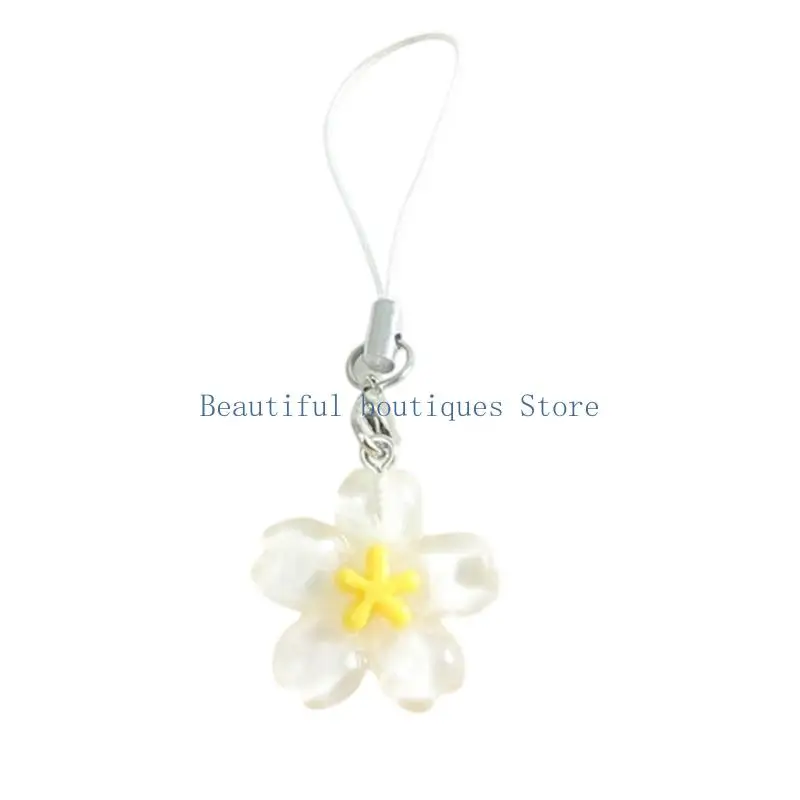 U4LF Playful Colorful Flower Design Floral Keychain Plastic Resin Ring For Backpacks Phone Chain Girls Daily Accessories - zdjęcie 1