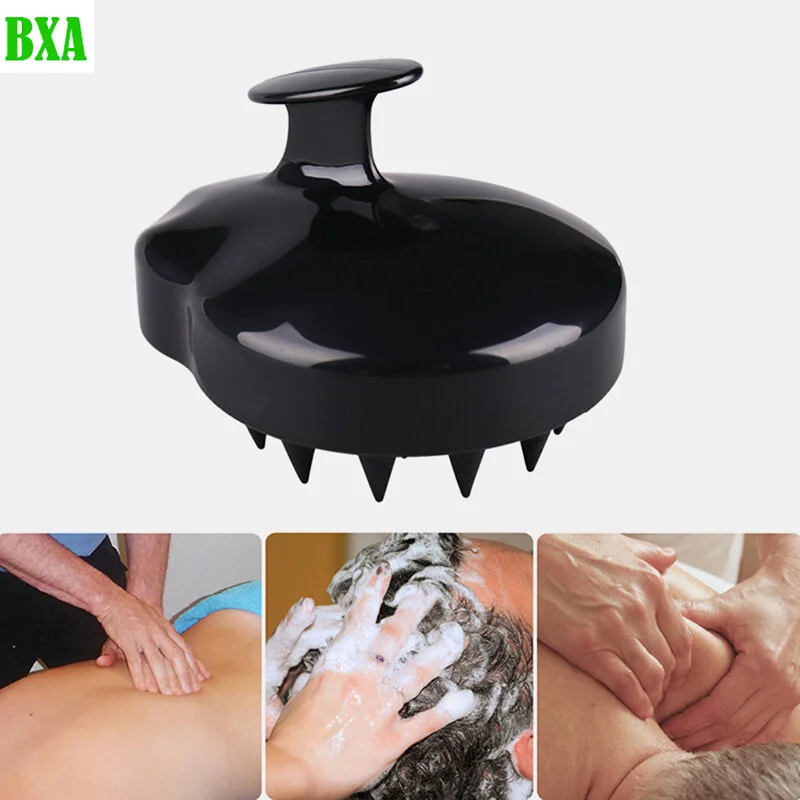 BXA-Silicone molhado e seco couro cabeludo escova, cabelo massageador, cabeça de limpeza, banho doméstico macio, shampoo, massagem pente, adulto