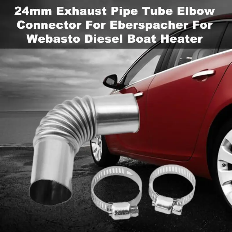 

24mm Elbow Pipe Air Diesel Parking Heater Exhaust Tube Connector With Clip For Webasto Diesel Boats Heater Car Heating Parts