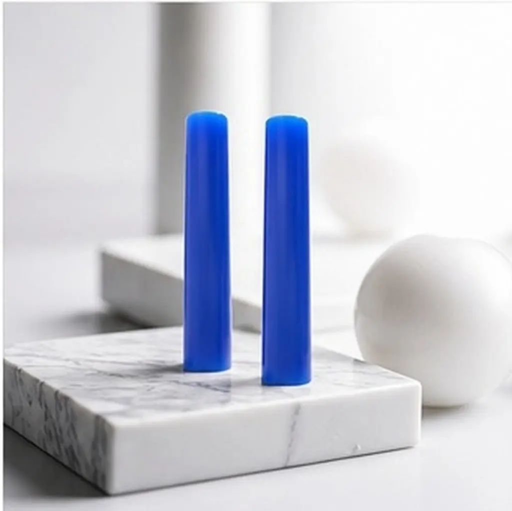 2Pcs Carving Wax Ring Tube Hollow Jewelry Modeling Wax Blue Flat Side Tubes for DIY Ring Making Supplies Crafting Mold