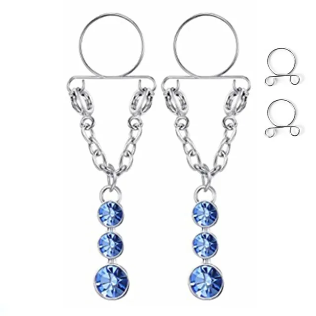 1 Paar sexy Quasten-Kristall-Schmetterlings-Anhänger, gefälschter Nippelring für Frauen und Mädchen, verstellbarer künstlicher Nippel-Piercing-Körperschmuck