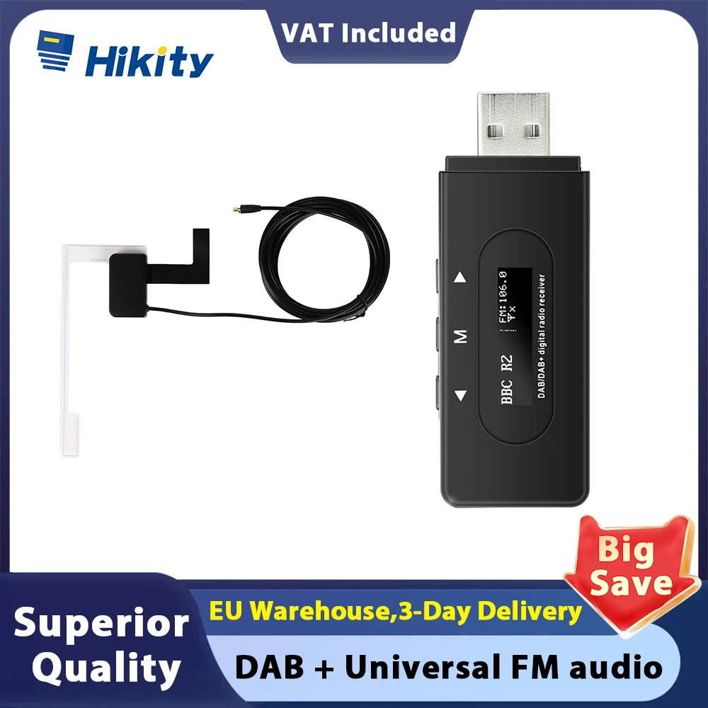 Hikity Universal Car DAB DAB+ Receiver Antenna With USB Adapter for Android Car Radio GPS Stereo Receiver Player for Europe