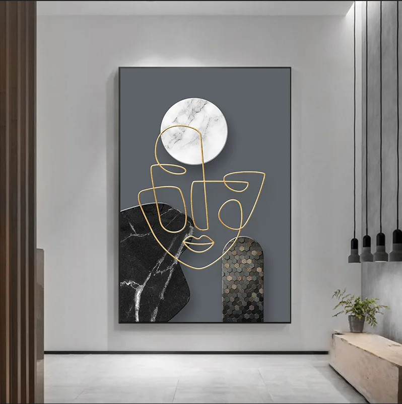 Design Sense Abstract Face Poster Hallway Bedroom Photo Wall Canvas Painting Marble Texture Art Print Home Decor HD Pictures