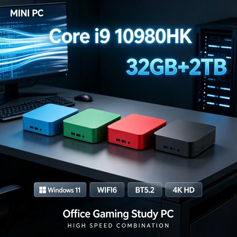 High-Speed Mini PC Core I9 10980HK Processor Windows 11 16GB RAM 1TB/2TB SSD WiFi6 BT5.2 4K Output Gaming & Office Micro Desktop