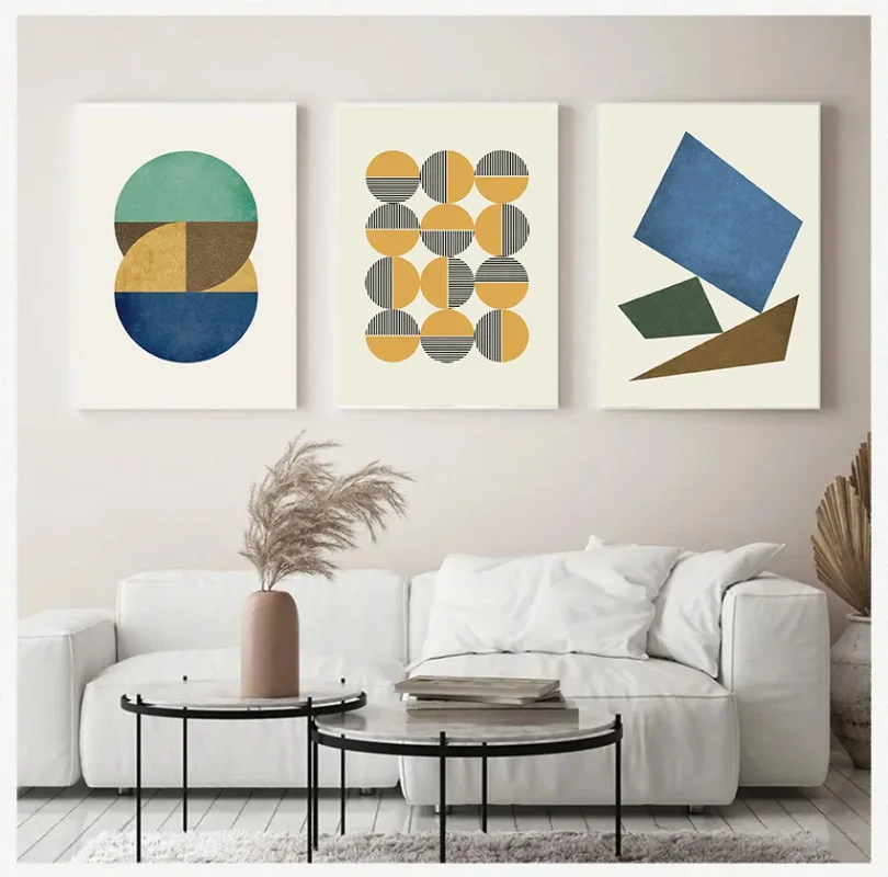 Mid Century Modern Geometric Pattern Circular Line Posters Prints Canvas Printing Wall Art Picture for Living Room Home Decor