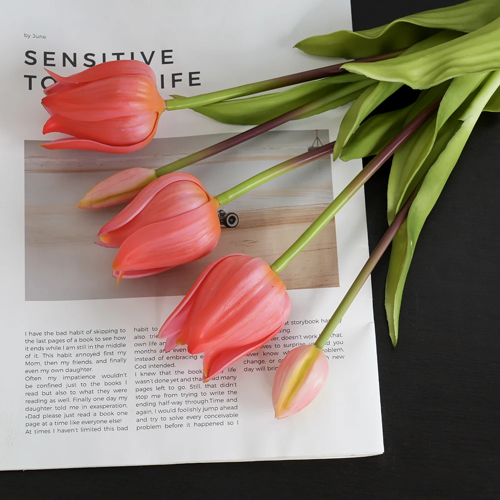 2025 New Silicone Tip Tulip Bouquet for Valentine\'s Day Wedding Decoration Fake Flowers Indoor Outdoor Home Garden Decoration