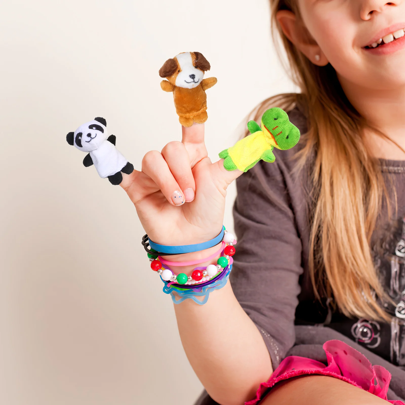 10 Stück Fingerpuppen Plüschpuppen Hand Mini Badespielzeug Requisite Kinder für Tiere