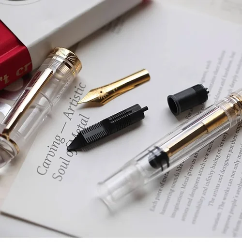 Imagen 2 del producto MAJOHN No. Pluma estilográfica acrílica de 8 y 40 puntas P140, tinta de Color transparente grande para estudiantes y adultos, bolígrafo de gran capacidad, papelería para escribir