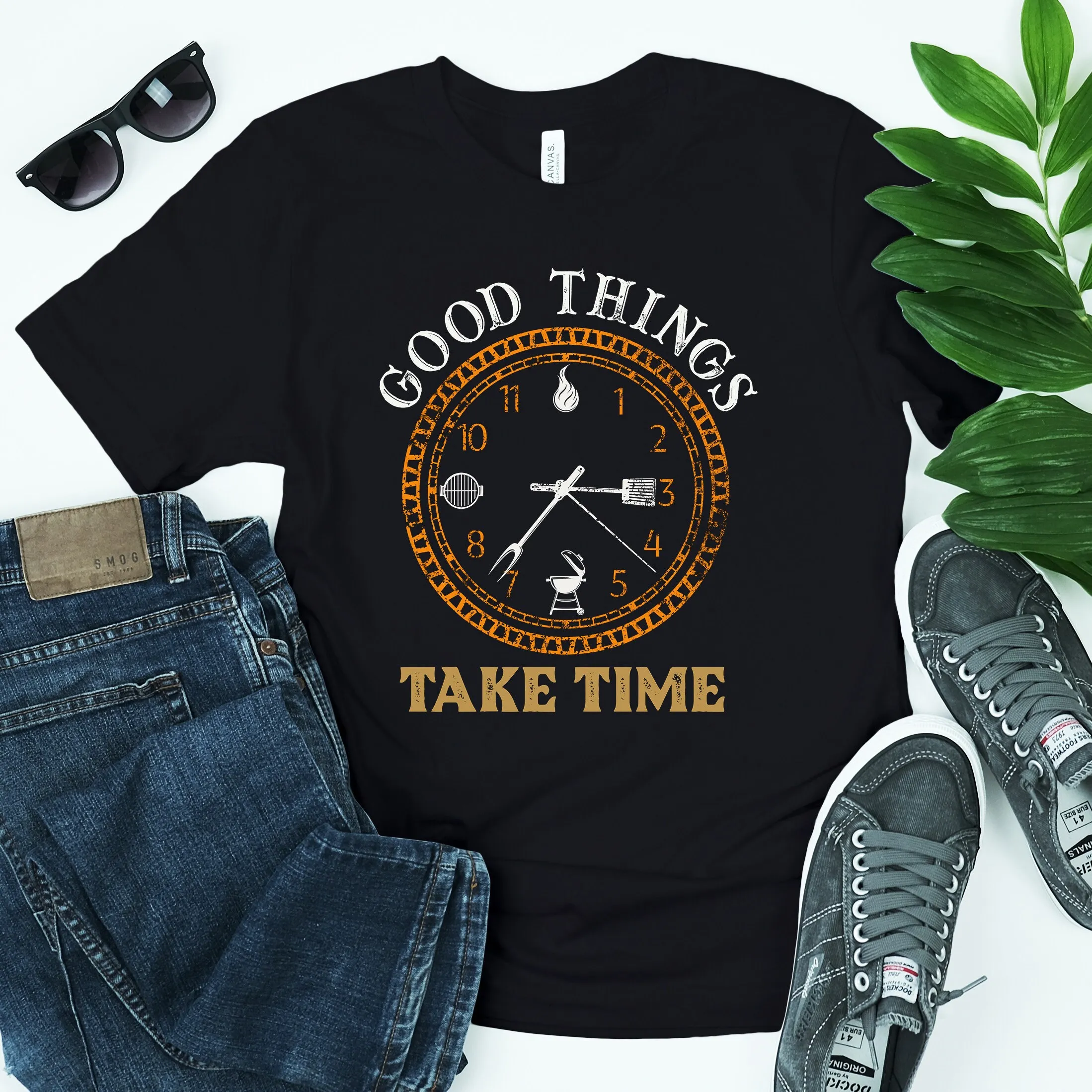 Grilling T Shirt Clock Art Good Things Take Time Bbq Lover