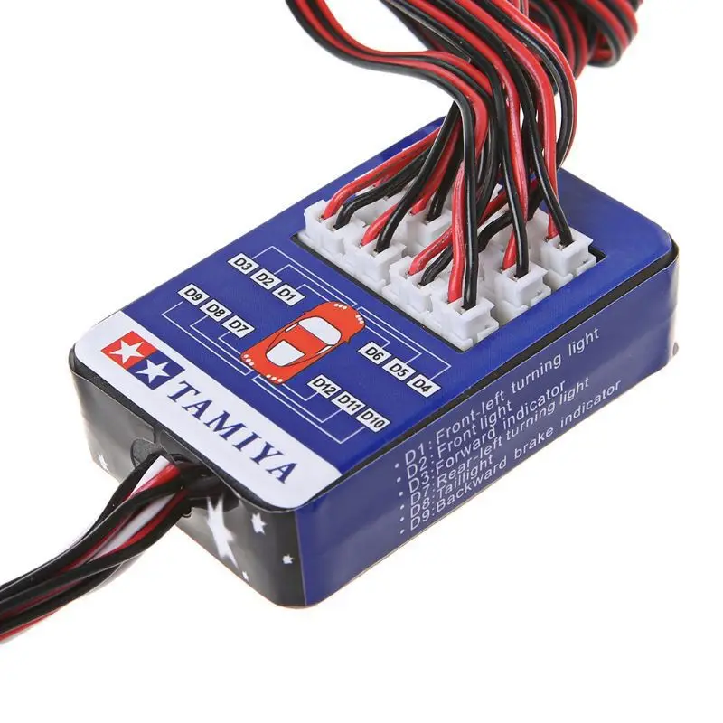 Tamiya, simulated car lights, flash linkage, brake intelligence, model, linkage 12 lights, remote control switch control