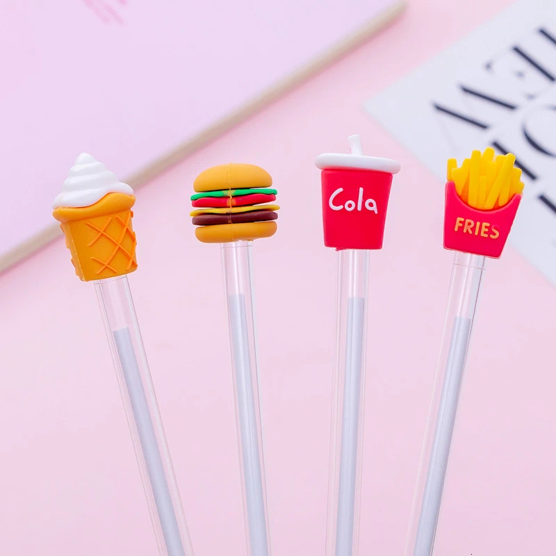 Ellen Brook 1 PCS Korean Cartoon Creative Classic Fast Food Burger Drink Student Writing Office Stationery Black Gel Pens