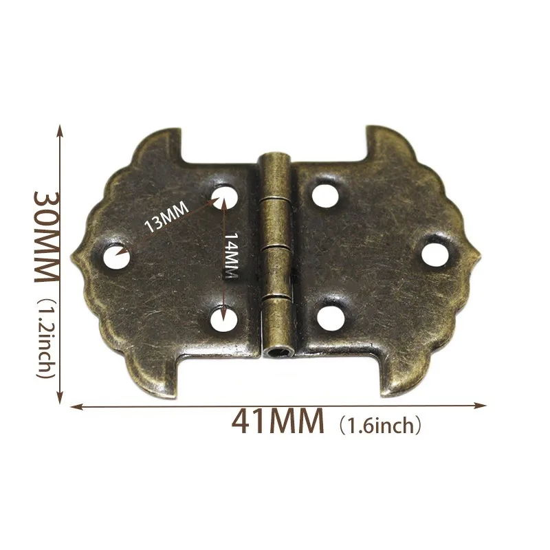 10Pcs Flower Iron Hinge Hardware Gift Box Wooden Link Buckle Square Hinge 30*41mm