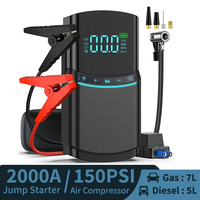 Multifunctional Car Jump Starter Air Compressor With Powerbank 2000A Peak 12V Battery Starter 150PSI Tire Electric Pump For Bike