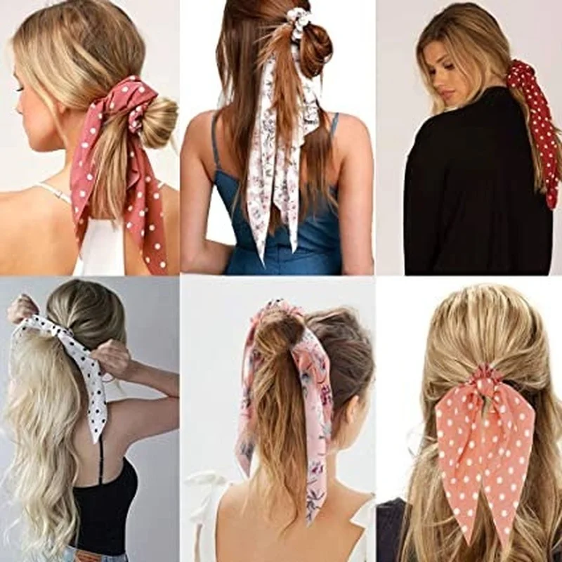 2022 الصيف موضة الشيفون طباعة فيونكة شعر Scrunchies للنساء الفتيات ذيل حصان حامل الشعر التعادل حبل إكسسوارات الشعر