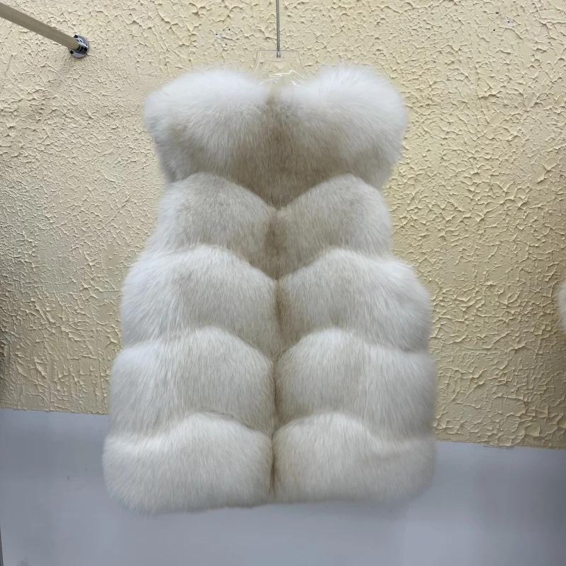 2025 New Natural Real Fox Fur Vest Autumn Winter Warm Women's Coat Thick Fur Waistcoat Luxury Female Jackets Streetwear Clothing