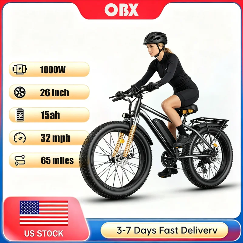 26 Inch Adult E-Bike 1000W Brushless Motor Electric Bicycle 48V15AH Battery Road & Off-road Mountain Ebike