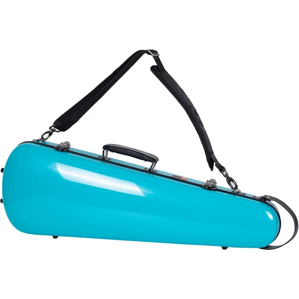 

Fiberglass case for 4/4 full-size violin, high quality velvet lining with detachable shoulder strap - Mint Blue (CRF1020VMB)