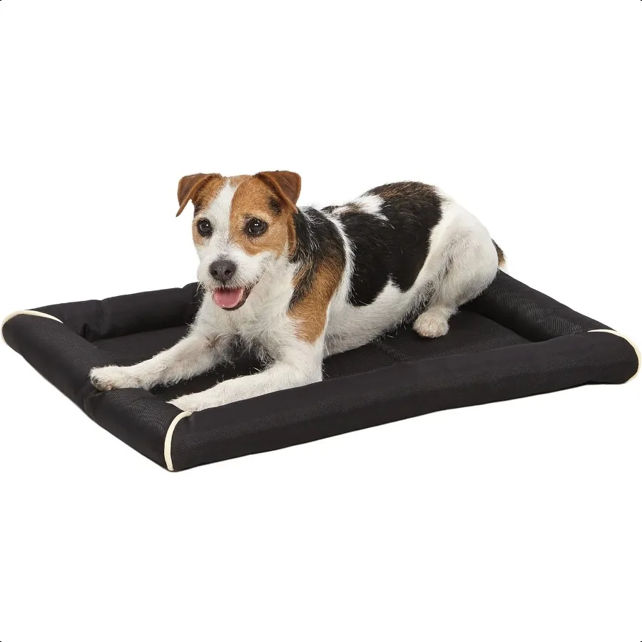 سرير كلب صغير من QuietTime MAXX فائق الحمراء مقاوم للرائحة والماء بحافة معززة من أسفل nSlip يناسب صناديق مقاس 24 بوصة باللون الأسود