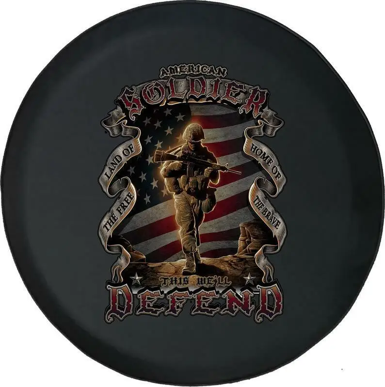

American Military Soldier Flag Spare Tire Cover 32" Car Accessories Patriot Day