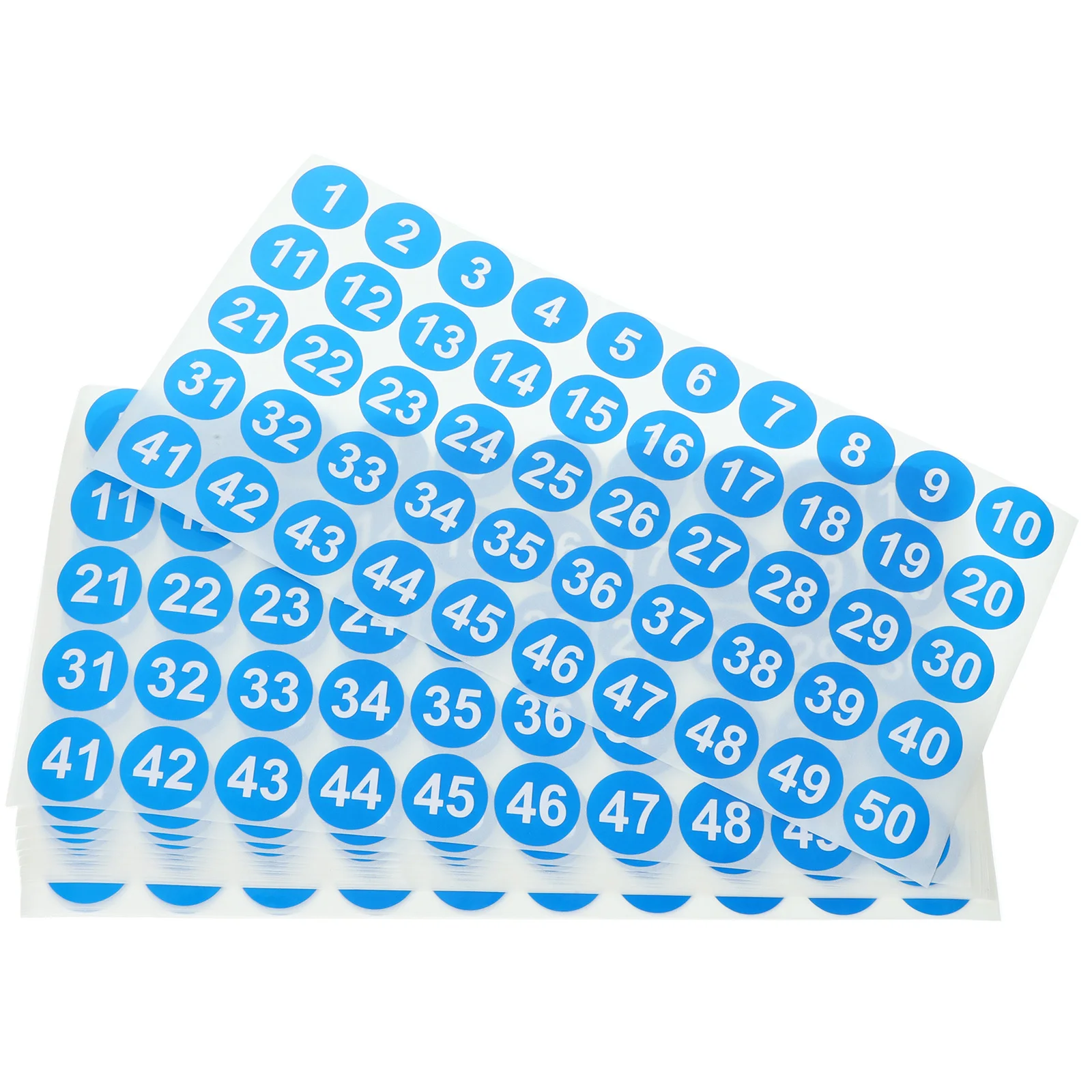20 Blatt Nummernetiketten, digitale Aufkleber, 1–50 selbstklebende nummerierte Aufkleber für die Organisation von Büro, Klassenzimmer, Codierung