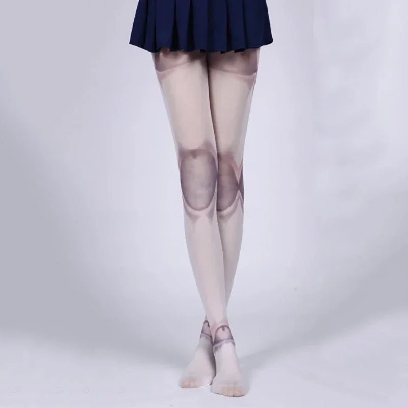 Women Harajuku Novelty Lolita Pantyhose Japanese Gothic Style Anime Jointed for Doll Tattoo 3D Print Tights Cosplay Stockings