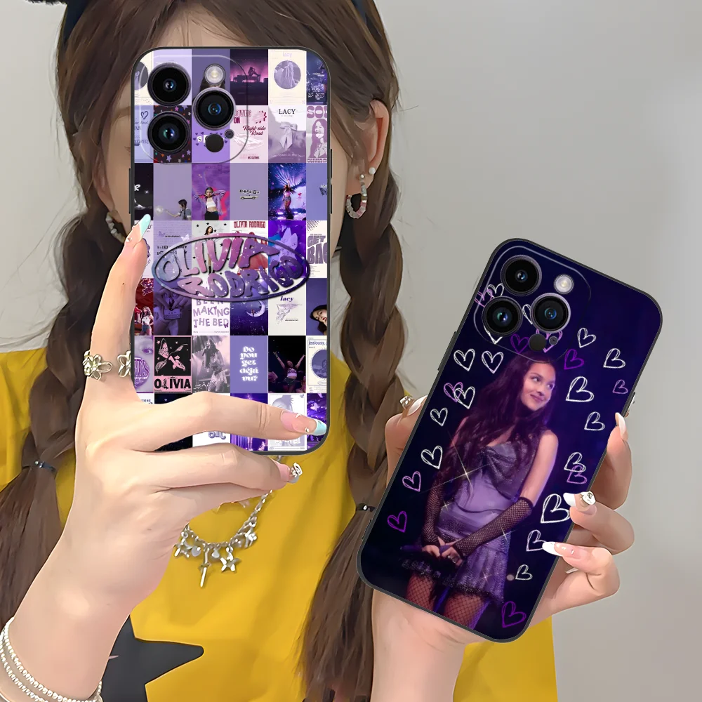 حافظة هاتف أوليفيا لهاتف آيفون 16 15 14 13 12 11 X XR XS 8 7 Pro Max Plus غطاء هواتف محمولة سوداء صغيرة للهواتف الذكية #1