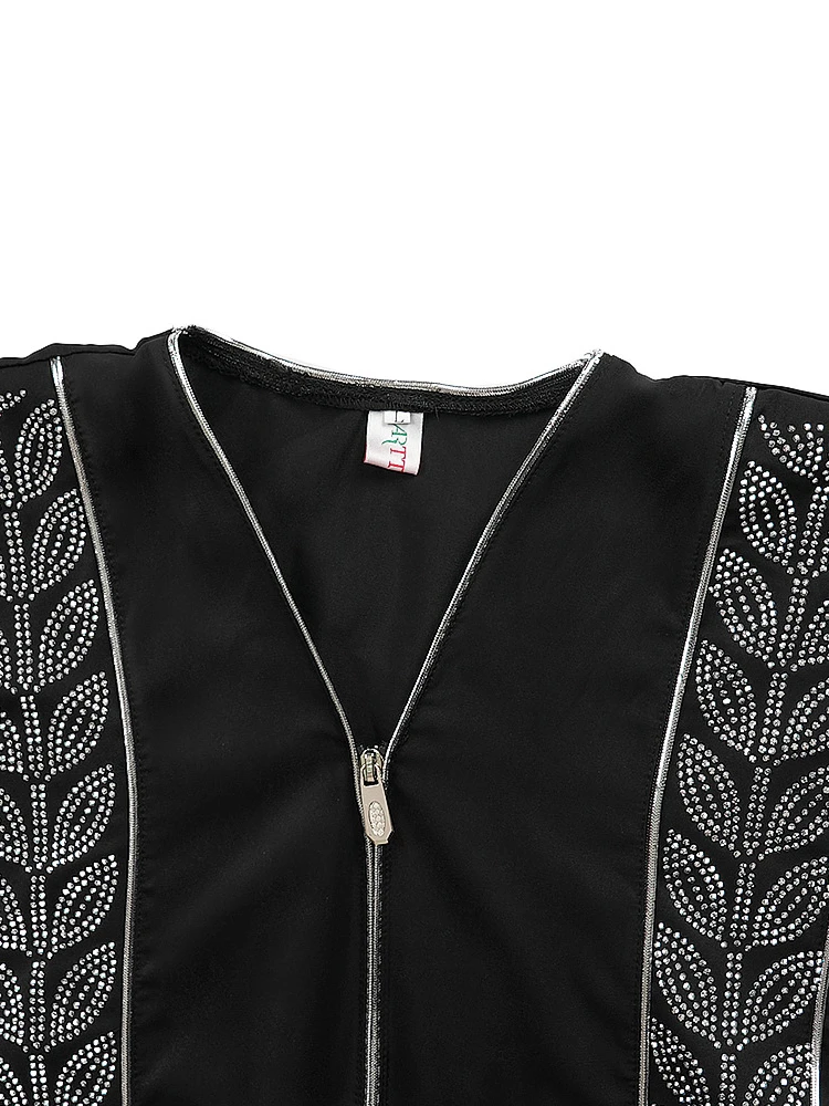 두바이 Hijab Abaya 여성용 럭셔리 웨딩 파티 이브닝 ​​가운 긴 소매 드레스 Caftan Marocain Femme 이슬람 블랙 Kaftan Boubou