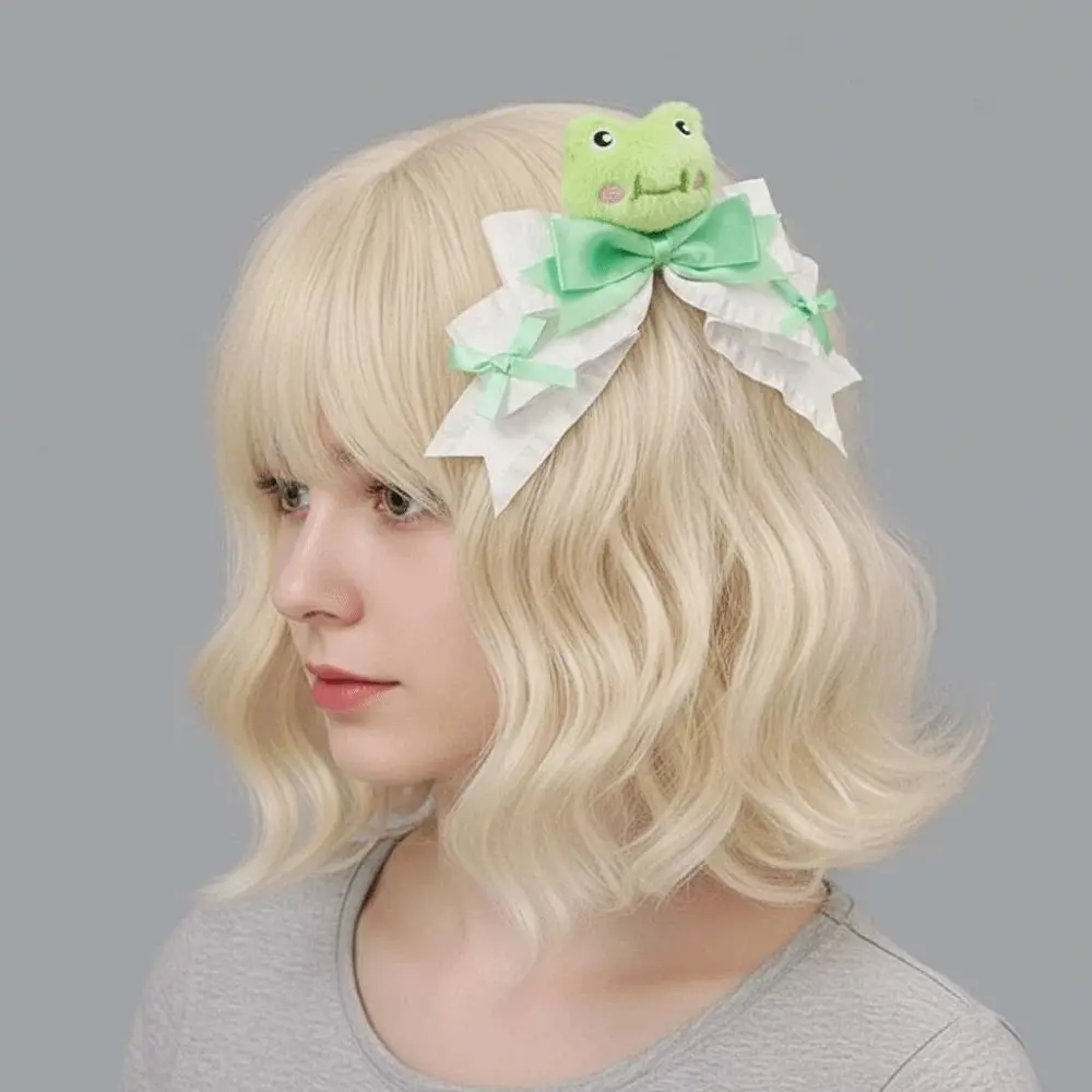

1 Pair Y2K Lolita Hair Clips Cartoon Animal Satin Bow Hairpins Dopamine Color Japanese Style Lolita Girls Barrettes
