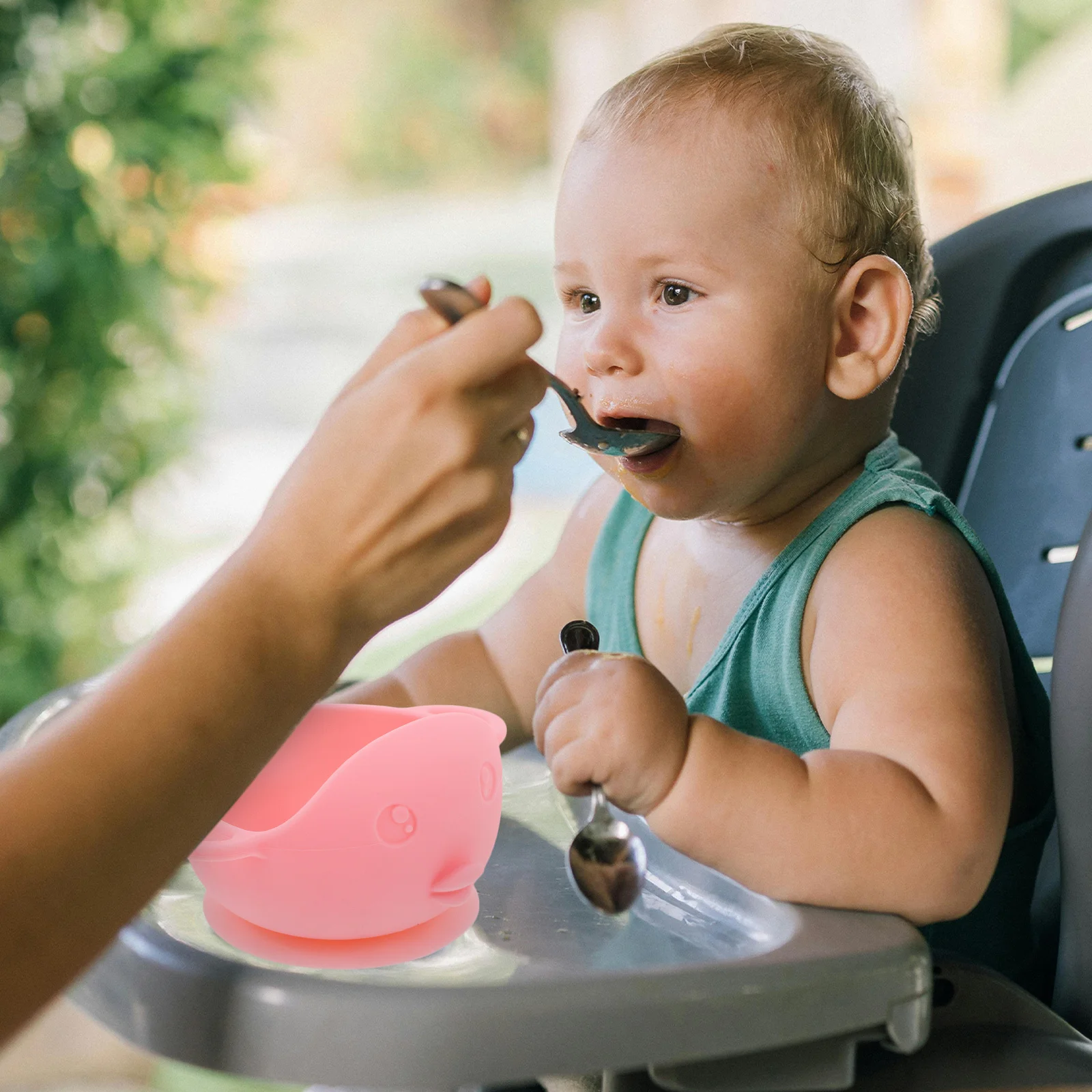 

Piggy Shape Silicone Plate Non Skid Suction Baby Dinner Bowl Portable Durable Safe Flexible Foldable Microwaveable Cartoon