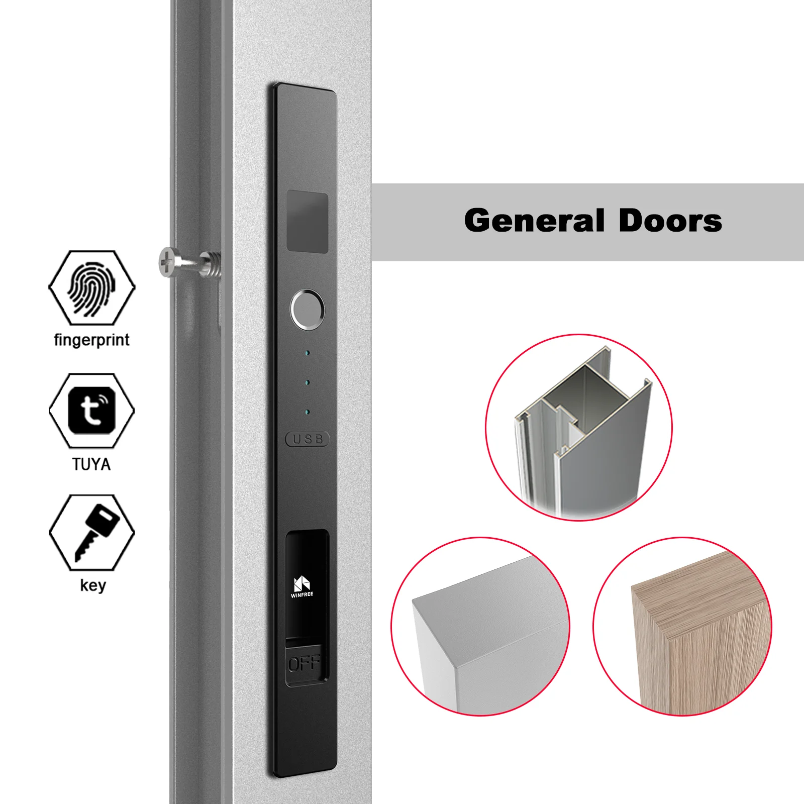 Sliding Door Smart Lock Biometric Fingerprint Lock Tuya Smart Home Bluetooth Remote Control