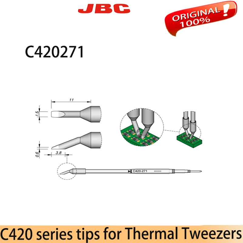 JBC C420273/275/276/277  soldering Tip  Adjustable Thermal Tweezers AT420 HT420 DDE  C420