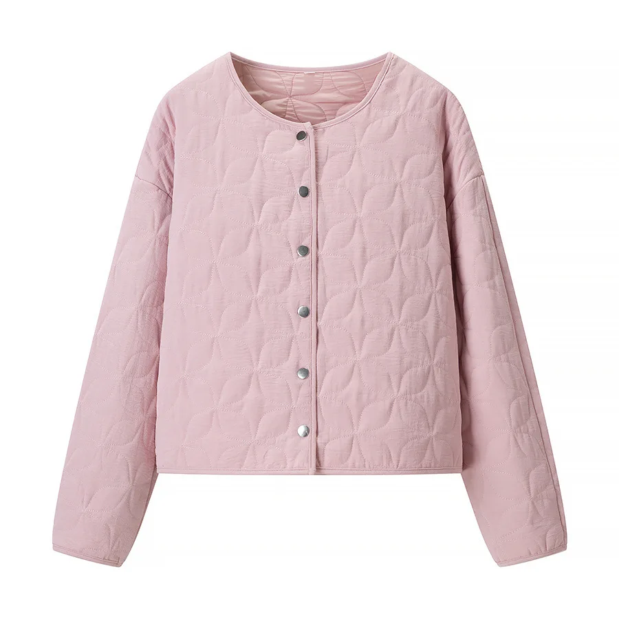 Modische multifunktionale Damenjacke, Winter, einfach, vielseitig, Rundhalsausschnitt, Steppmantel, lange Ärmel, Reißverschluss, Steinmuster, Oberbekleidung