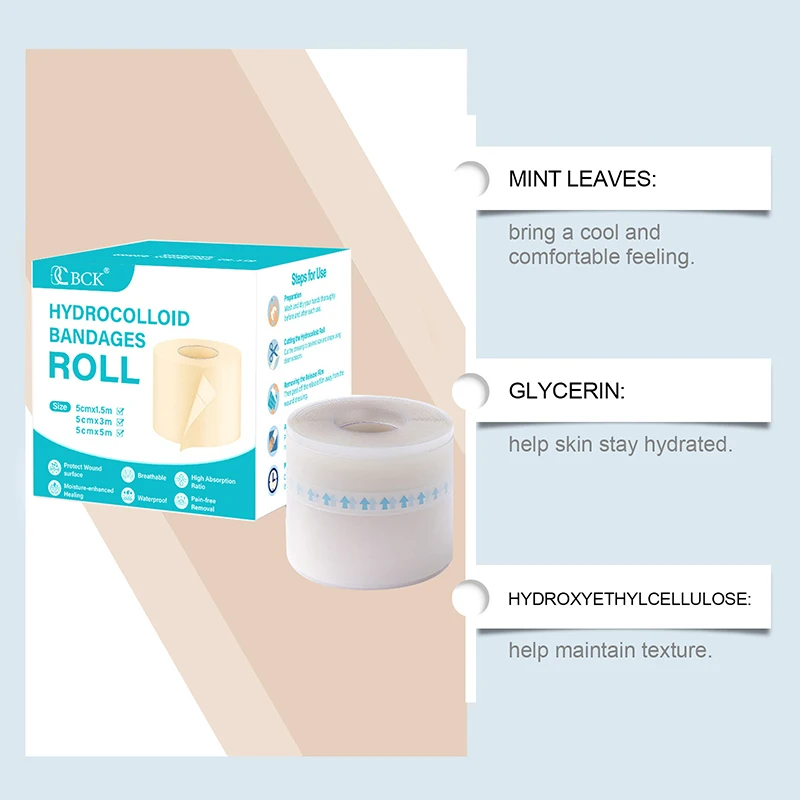 1 لفة ضمادات مساعدة الفرقة الغروانية المائية للعناية الفعالة بالجروح اضافية رقيقة لينة مقاوم للماء ذاتية اللصق ندبة غطاء الشريط