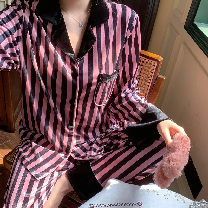 2Pcs Pajamas Suit Luxury Zebra Print Nightwear Loose Loungewear Sleepwear Autumn Winter Female Shirt&pants Soft Home Clothes