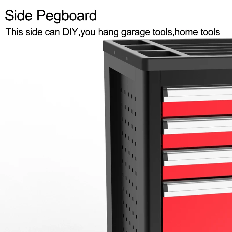 6 ลิ้นชัก Anti-stain เคาน์เตอร์อุตสาหกรรมซ่อมเครื่องมือชั้นเก็บล้อด้านข้างแขวนเครื่องมือ Toll รถเข็น