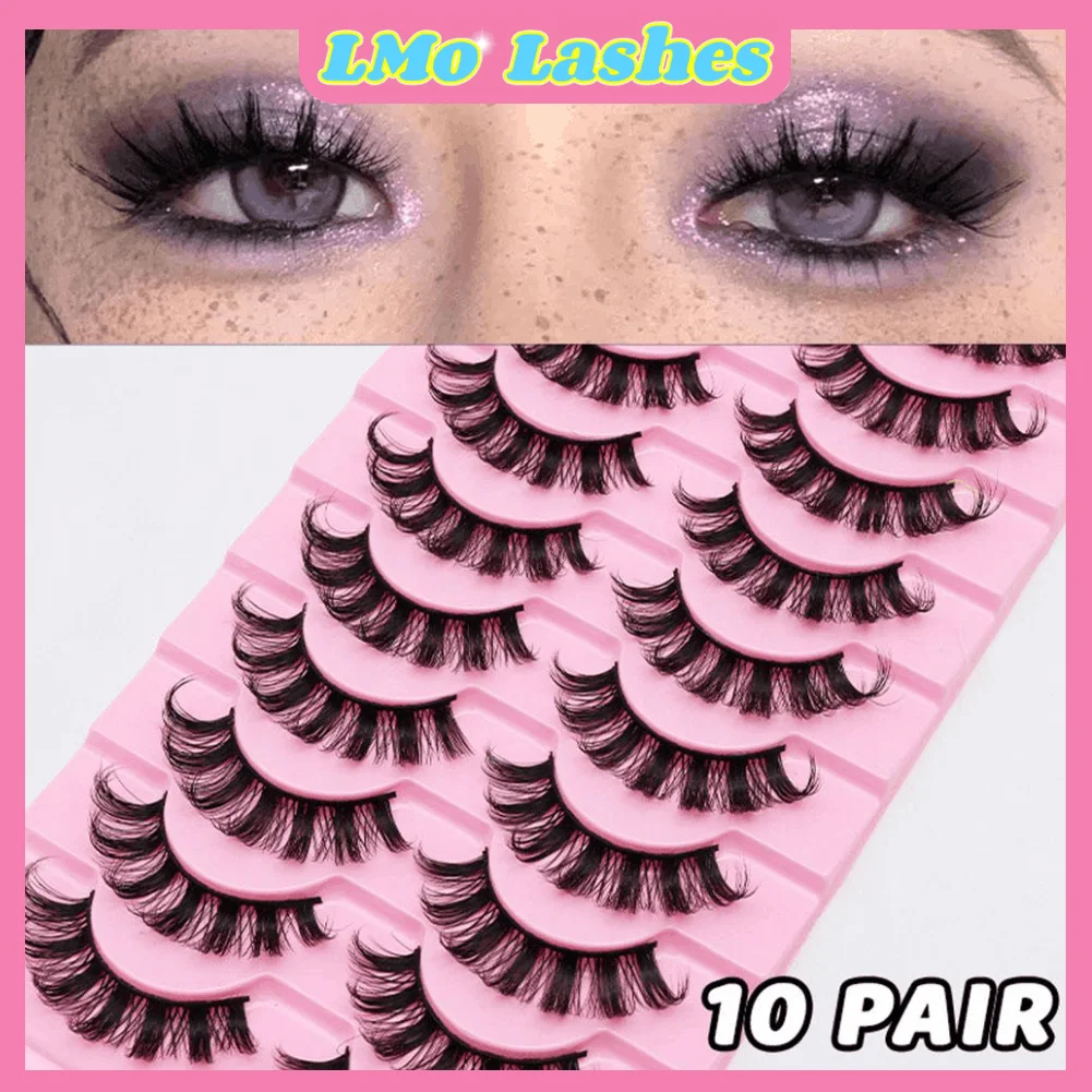 10 Paar natürliche, flauschige falsche Wimpern, dünne Wimpern, 3D-Volumenstreifen-Wimpern, exquisit handgefertigt, natürliche tägliche falsche Wimpern