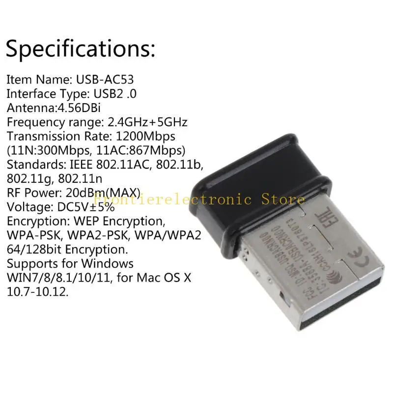 

G8DB Wireless Card USB-AC53 for NANO 802.11ac Lan Adapter for PC Laptop 2.4/5