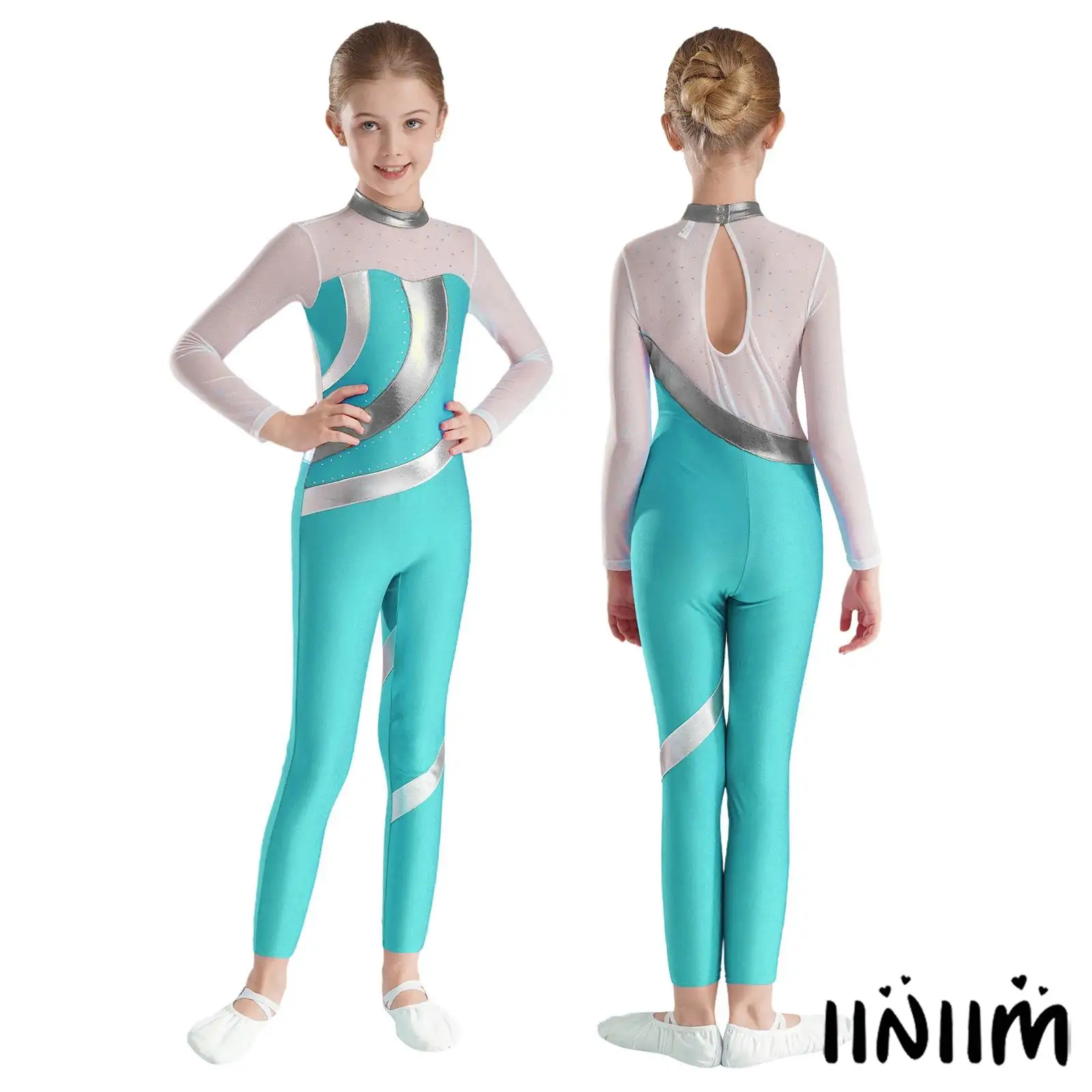 

Girls Jazz Ballet Dance Bodysuit Sparkly Rhinestones Rhythmic Gymnastic Figure Skating Jazz Athletics Activewear Leotard
