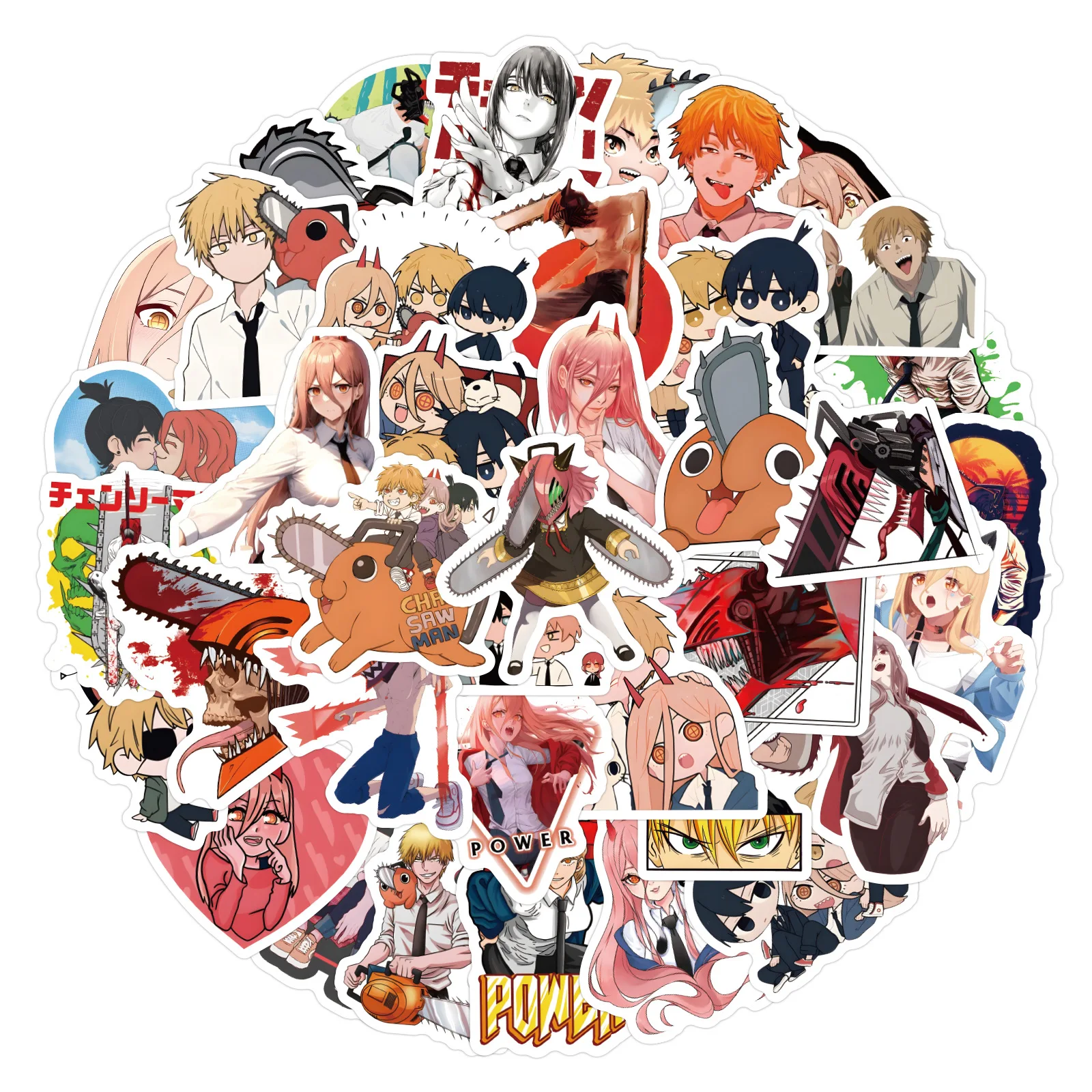 

60PCS Chainsaw Man Stickers Graffiti Stickers DIY Diary Phone Case Handmade Scrapbook Aesthetic Stickers