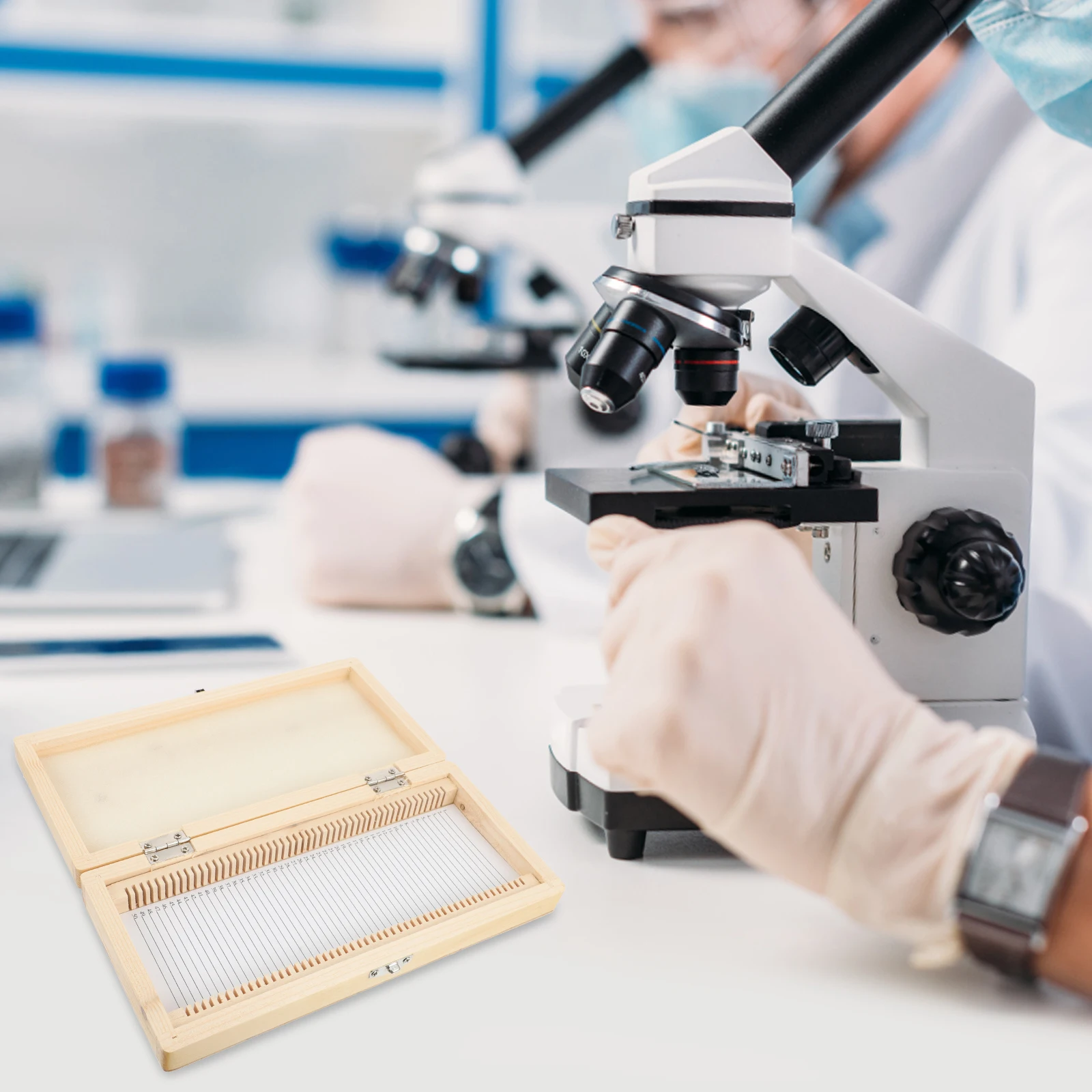 

Microscope Wooden Storage Numbered Slot Design Safe Durable Natural Wood Slide Storage Holder for Specimens