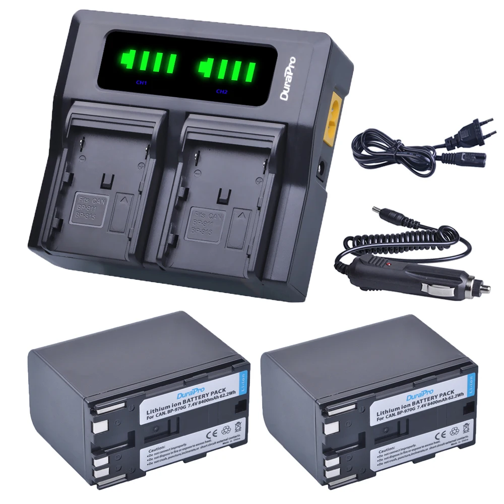 

DuraPro 8400mAh BP-970G BP 970G BP-975 Battery+ LED Dual Quick Charger Kits for Canon EOS C100,Mark II, EOS C300, XF100, XF105