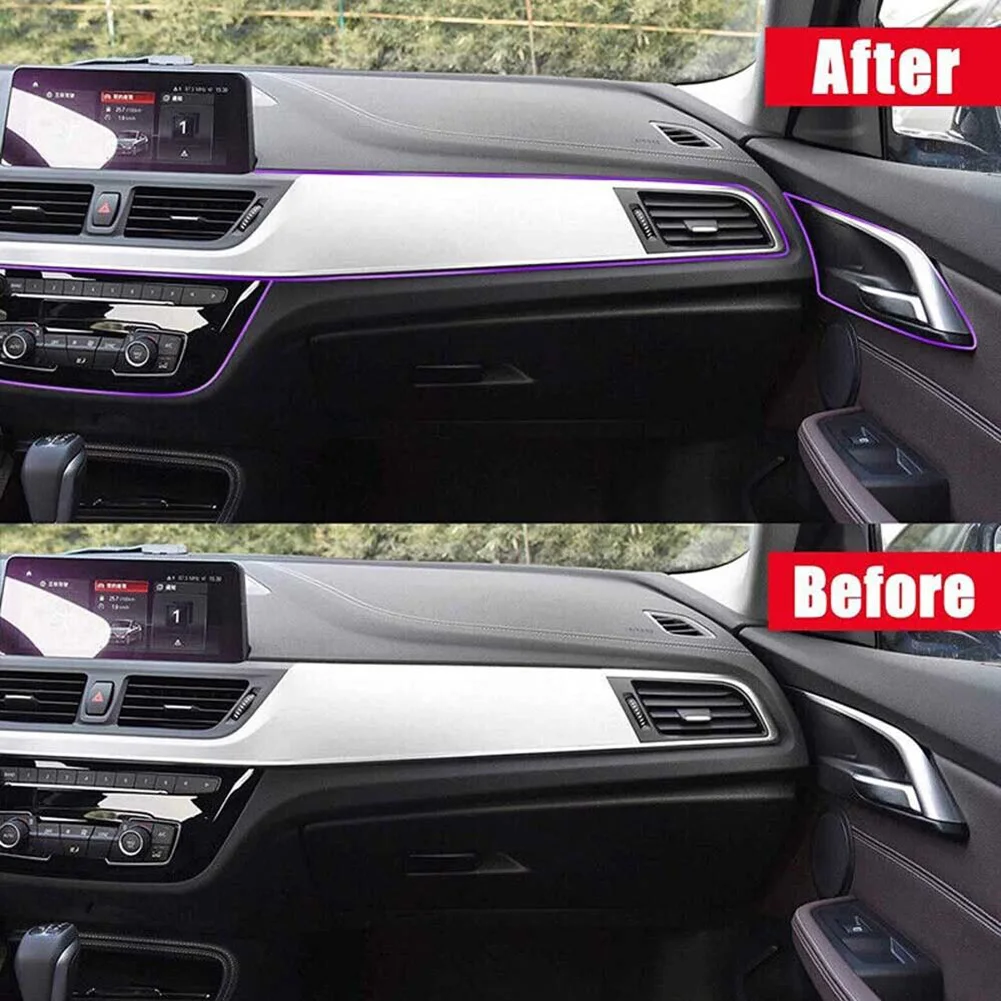 1pc Car Moulding Trims Dashboard Door Car-styling Interior Accessories Purple Silicone 5M Length Car Cover Trim