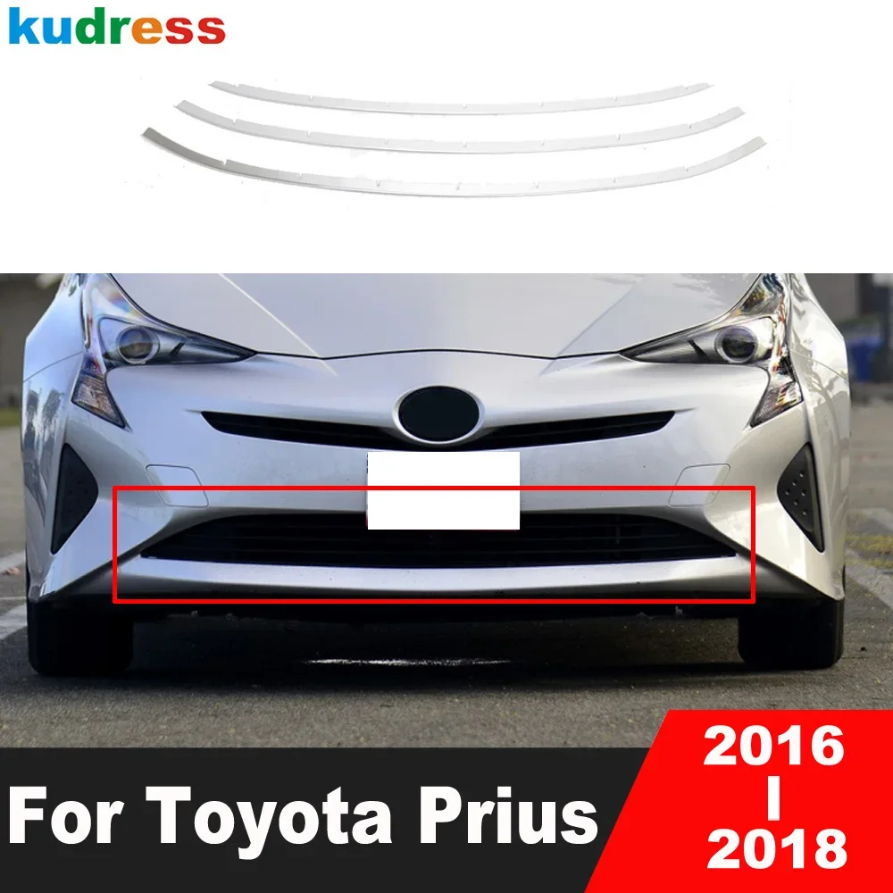 

For Toyota Prius 2016 2017 2018 Stainless Steel Car Front Lower Grille Grills Cover Trim Racing Grill Molding Strip Accessories