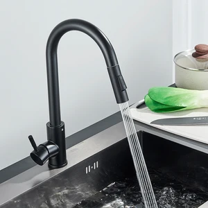 Black Kitchen Tap Two Functions Unique Fist Pull Out Mixer Hot and Cold Water Deck Mounted 8 Main Sales Gourmet Kitchen Tap - №6
