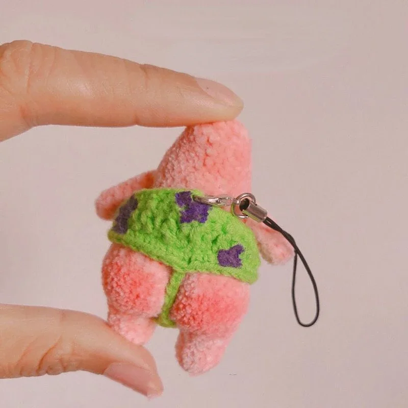 SpongeBob Patrick Star Plush Funny DIY Handmade Knitting Set Keychain Pendant Soft Buttocks Cartoon Decoration Gift Unfinished