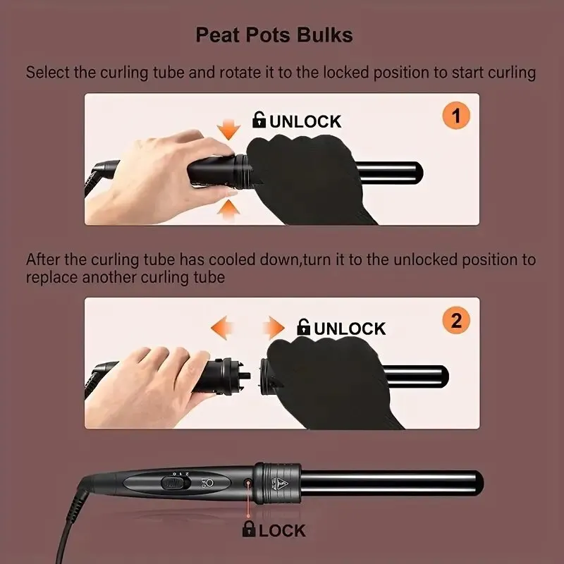مكواة تجعيد الشعر 3 في 1، 3 أسطوانات قابلة للتبديل وشاشة LED - موجات تسخين سريعة احترافية لتجعيد الشعر من السيراميك