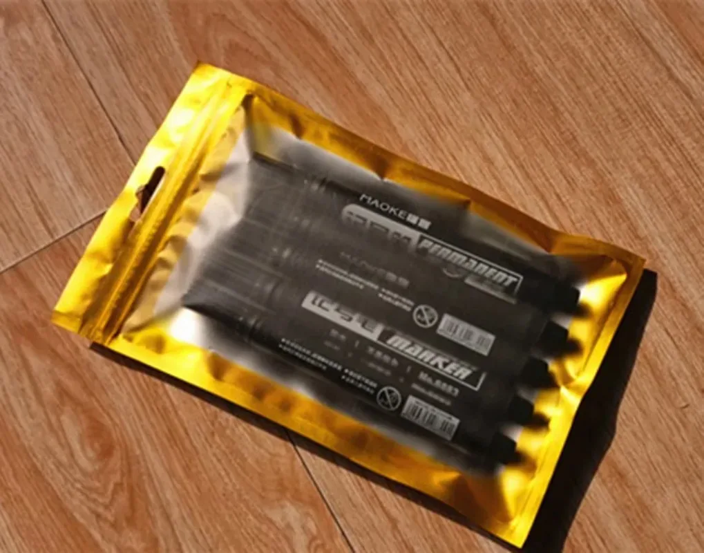 

100 Pcs Matte Gold Foil Bags with Zipper Lock & View Window, Hanging Pouches for Jewelry, Candy, Crafts, Retail & Luxury Gift