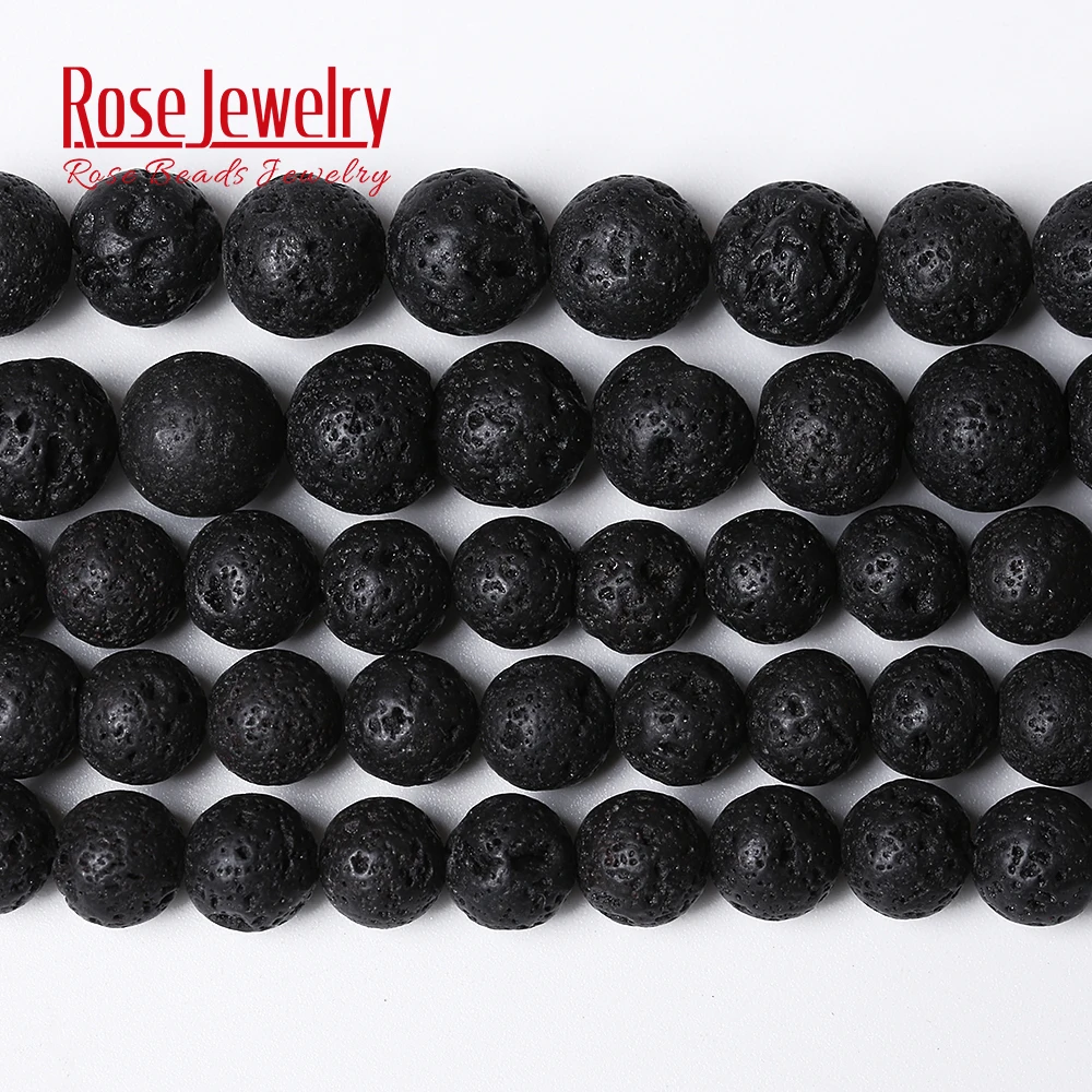 

Free Shipping Natural Stone AAA Quality Volcano Lava Round Loose Beads 15" Strand 4 6 8 10 12 14MM Pick Size For Jewelry Making